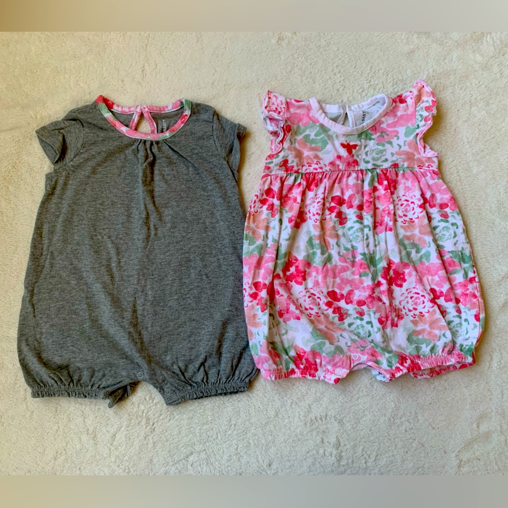 Burt’s bee baby organic cotton rompers set of two - 6M-9M